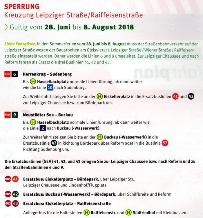 Veränderte Anfahrt